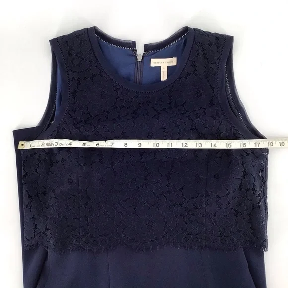 Rebecca Taylor Blue Refined Suiting Dress W/ Lace Size 4